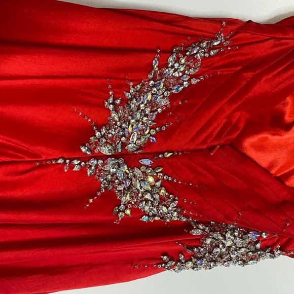 Red Tony Bowls Pageant Prom Gown - Picture 10 of 14